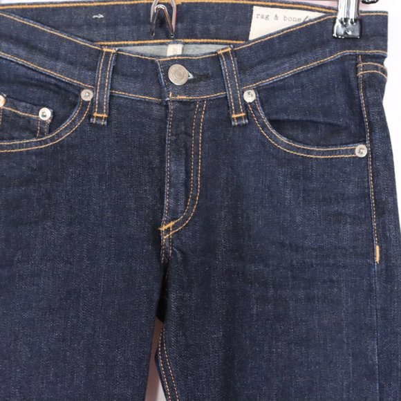 Rag and Bone Jeans Size 24 Stiletto Bootcut Dark Wash Blue Contrast Stitching - Picture 9 of 11